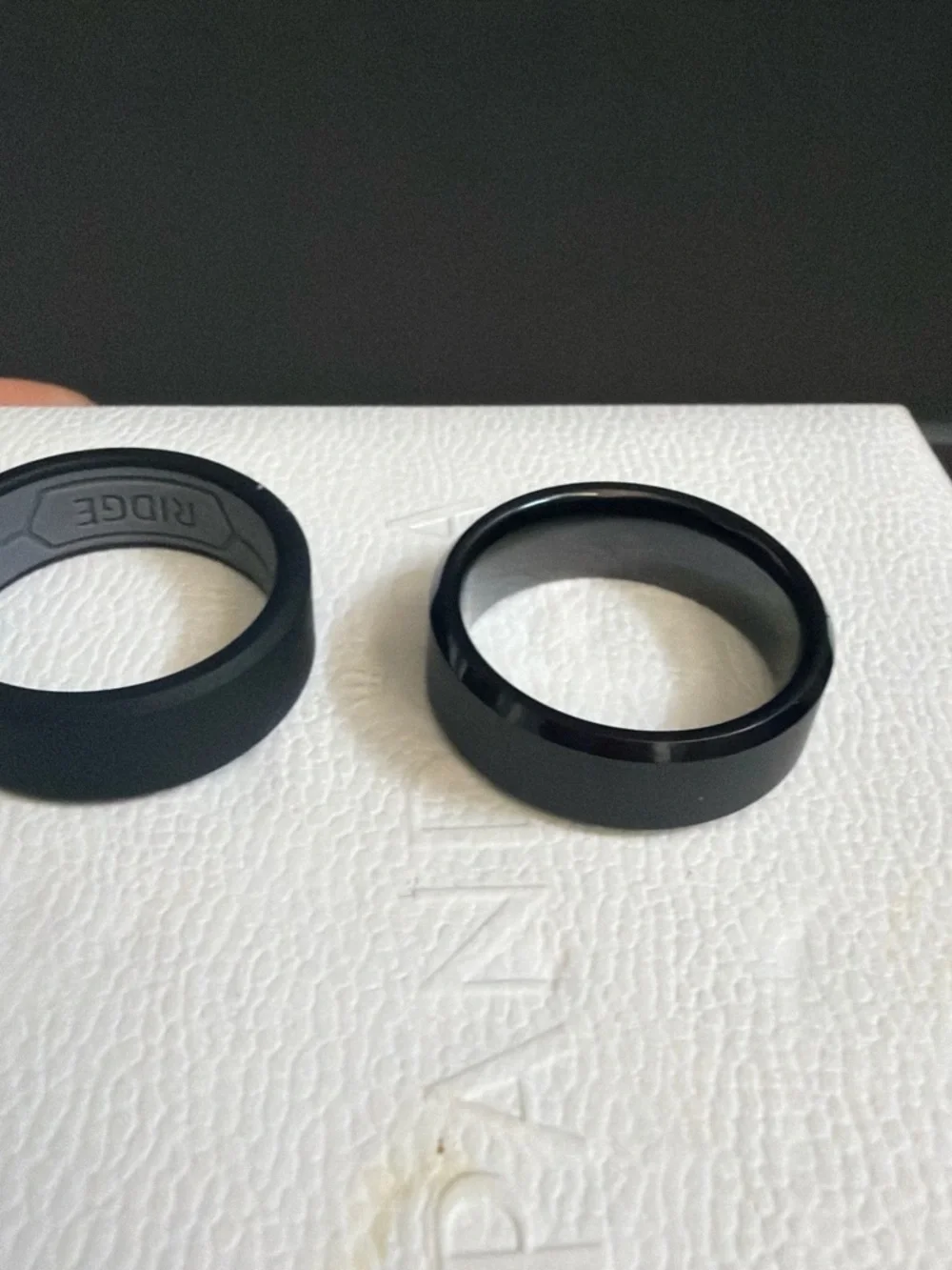 Ridge Beveled Ring 8mm in Royal Black